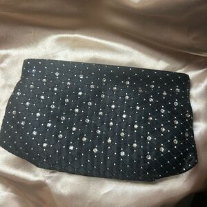 Vintage Lou Ash Black Rhinestone Quilted Clutch Purse – Elegant Evening Bag